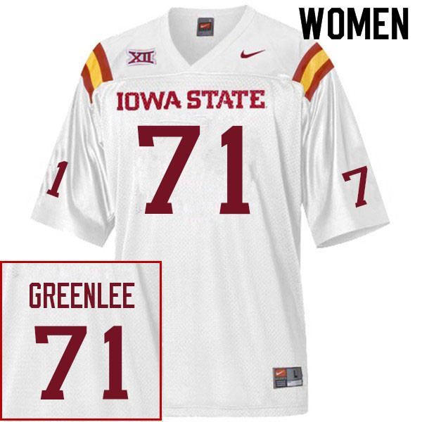 Women #71 Gabe Greenlee Iowa State Cyclones College Football Jerseys Sale-White